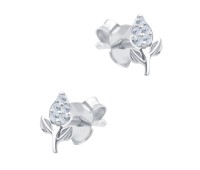 Beautiful Flower CZ Silver Stud Earring STS-6880